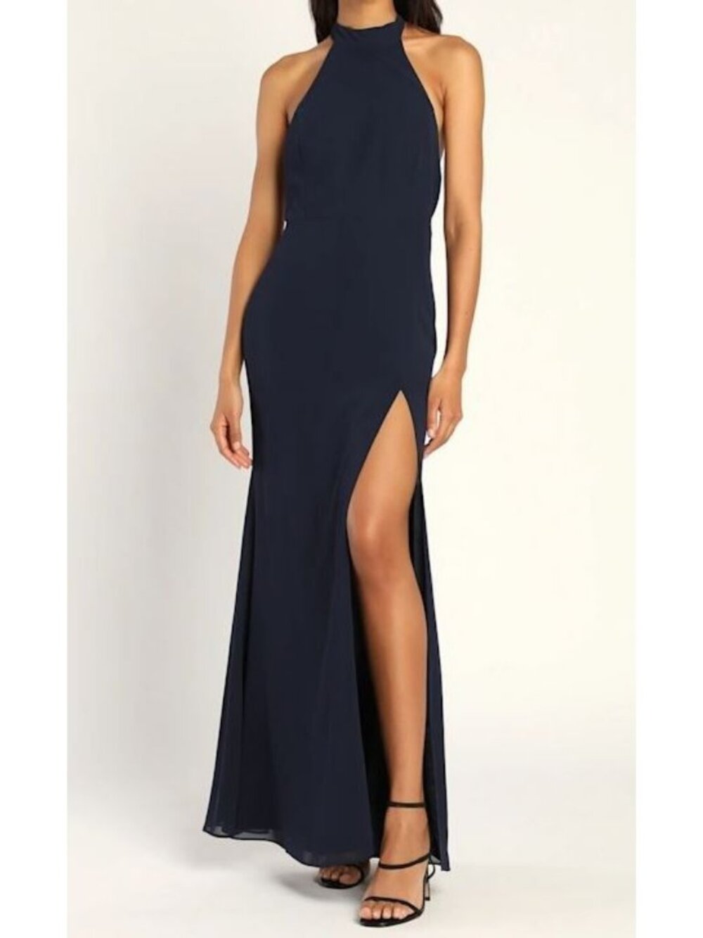 Lulus Captured Your Heart Navy Blue Halter Maxi Dress Size 3X NWOT